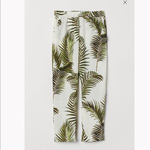 *H&M Crêped Pants Natural White/ Palm Leaves (green) Sz 6
